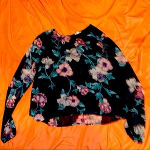 Navy Blue Flower Blouse